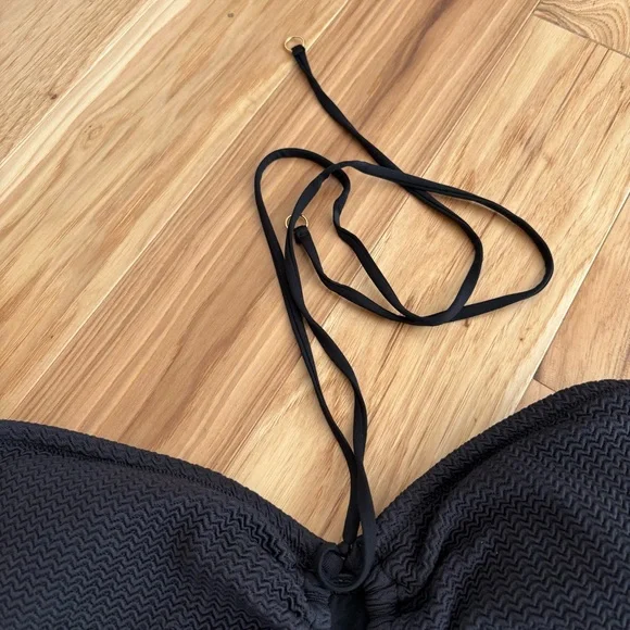 SEAFOLLY Sea Dive Halter Bandeau One Piece Swimsuit Black Vacation Beach Size 12 - Picture 4 of 8